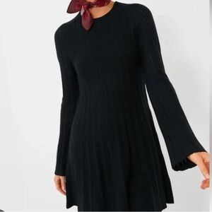 Pomander Place Tuckernuck Adi Ribbed Knit Dress Black XS NWT Long Bell Sleeve
